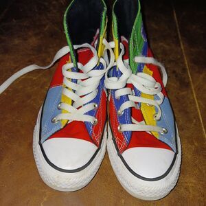 converse all star high top Women 7 Mens 5 Multi-Color Patch Work Color Block